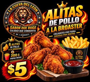 Alitass de pollo a la broaster